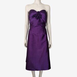 Bella Formals By Venus Purple Strapless Ruffled Back A Line Midi Dress Size 14